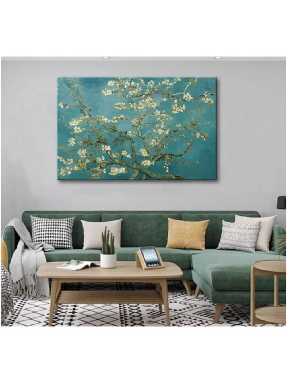 Large Floral Canvas Wall Art - Almond Blossom Modern Print for Home Decor 24x36